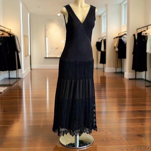 V Cristina Dresses & Skirts - V Cristina maxi dress featuring a deep V-neckline and crochet lace detailing